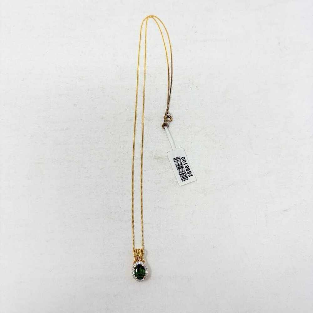 Shop LC Russian Diopside/Cambodian Zircon Sterling Silver Pendant & Chain 5500‎